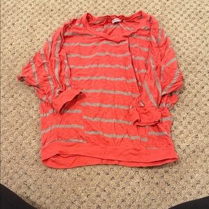 Splendid Coral and Gray Striped Shirt